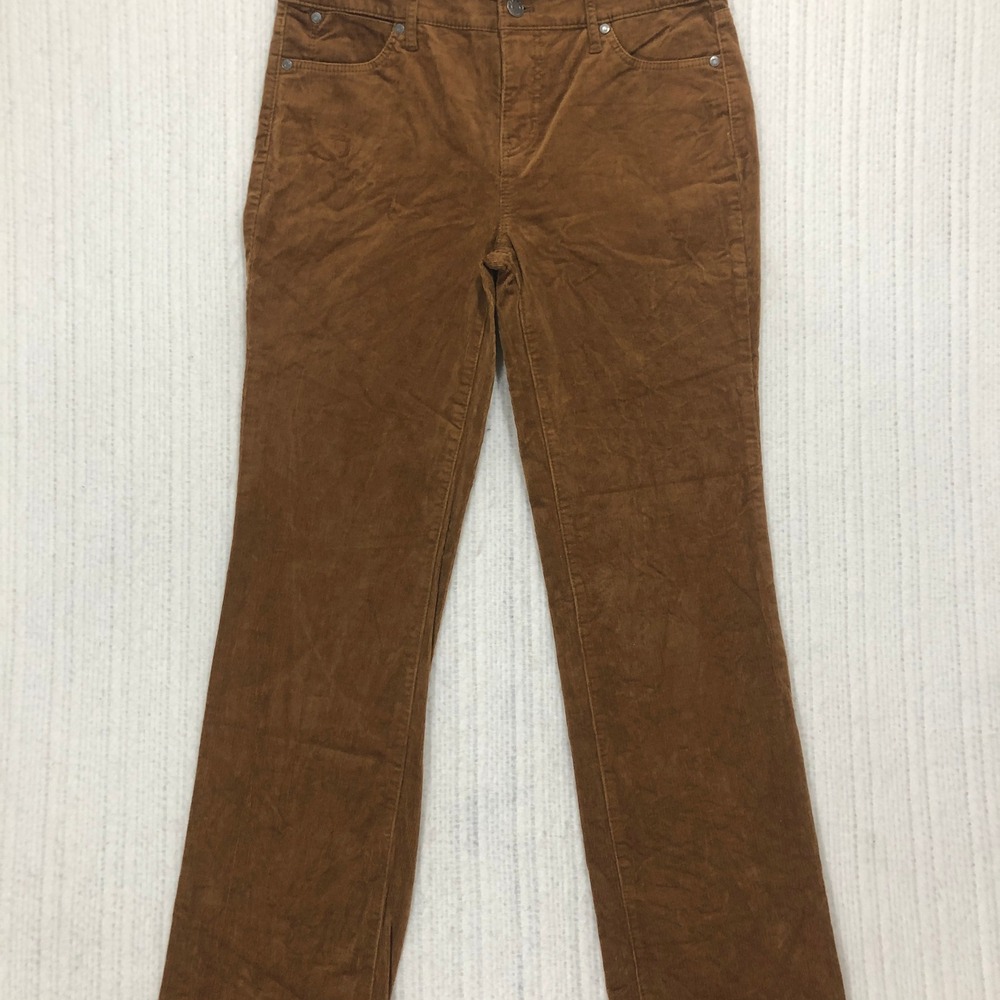 Talbots Simply Flattering Brown Corduroy Pants Petite 4P Straight Leg Stretch